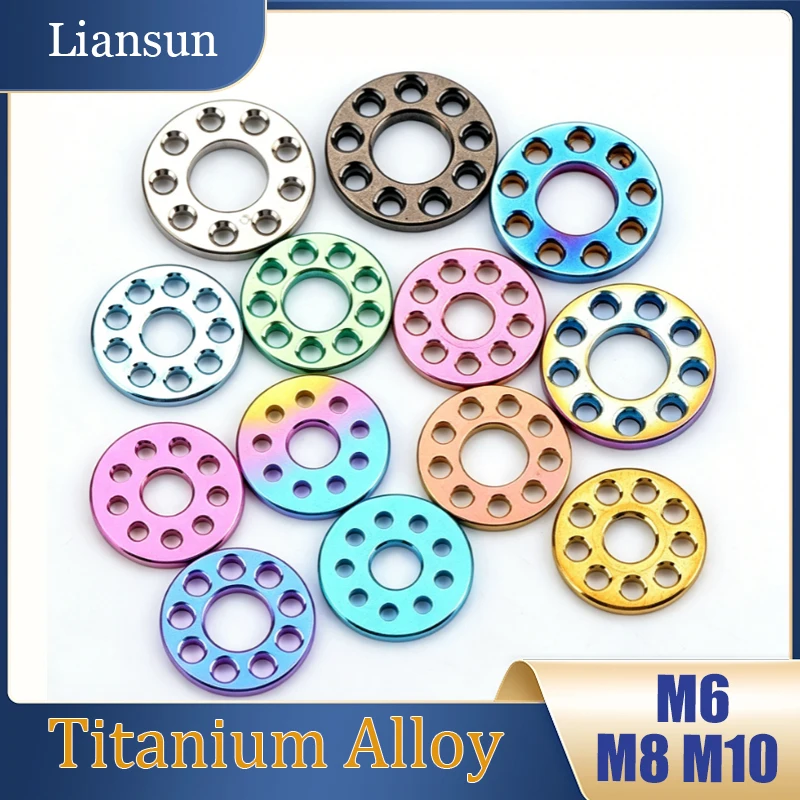 

10Pcs TC4 Titanium Alloy Flat 9-Hole Spacers M6 M8 M10, Drilled Decor Gaskets For Motorcycle Bolt Modification