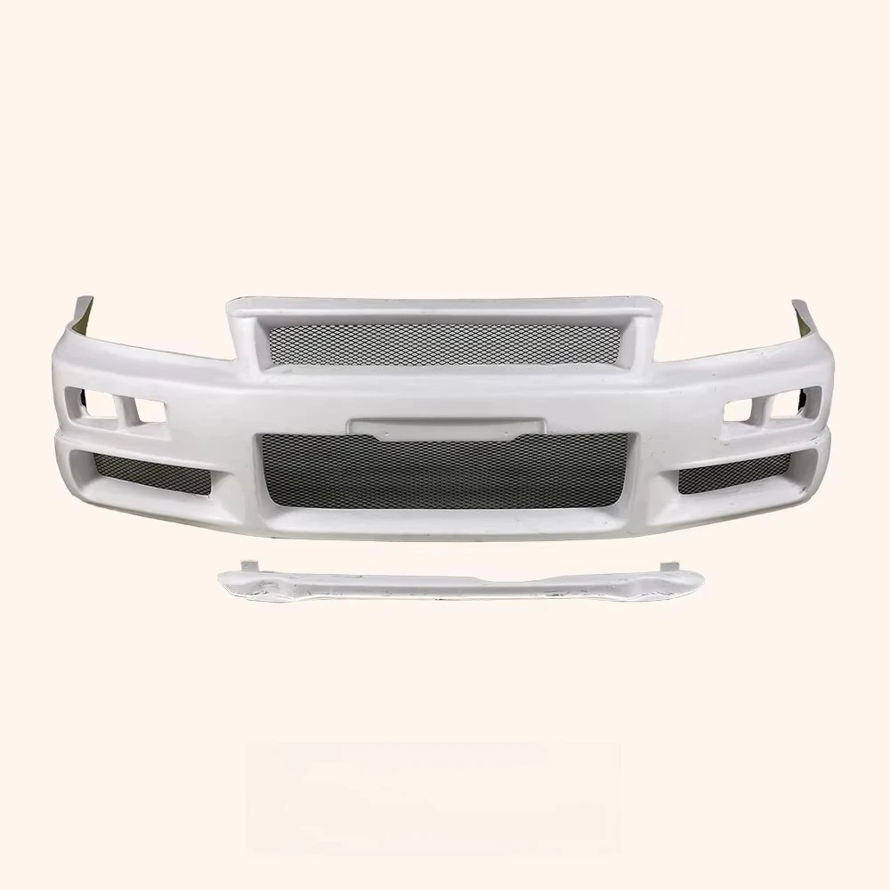 طقم هيكل السيارة FRP واقي المصد الأمامي لنيسان R34 (GTT فقط) الترقية إلى المصد الأمامي GTR ST Style (الغطاء المطلوب)