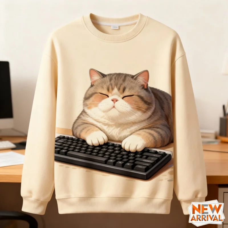 سويت شيرت قطة لطيف مطبوع ثلاثي الأبعاد للرجال والنساء بنمط حيوان لعوب هوديي كاجوال بأكمام طويلة بلوفرات برقبة دائرية مع قلنسوة #1