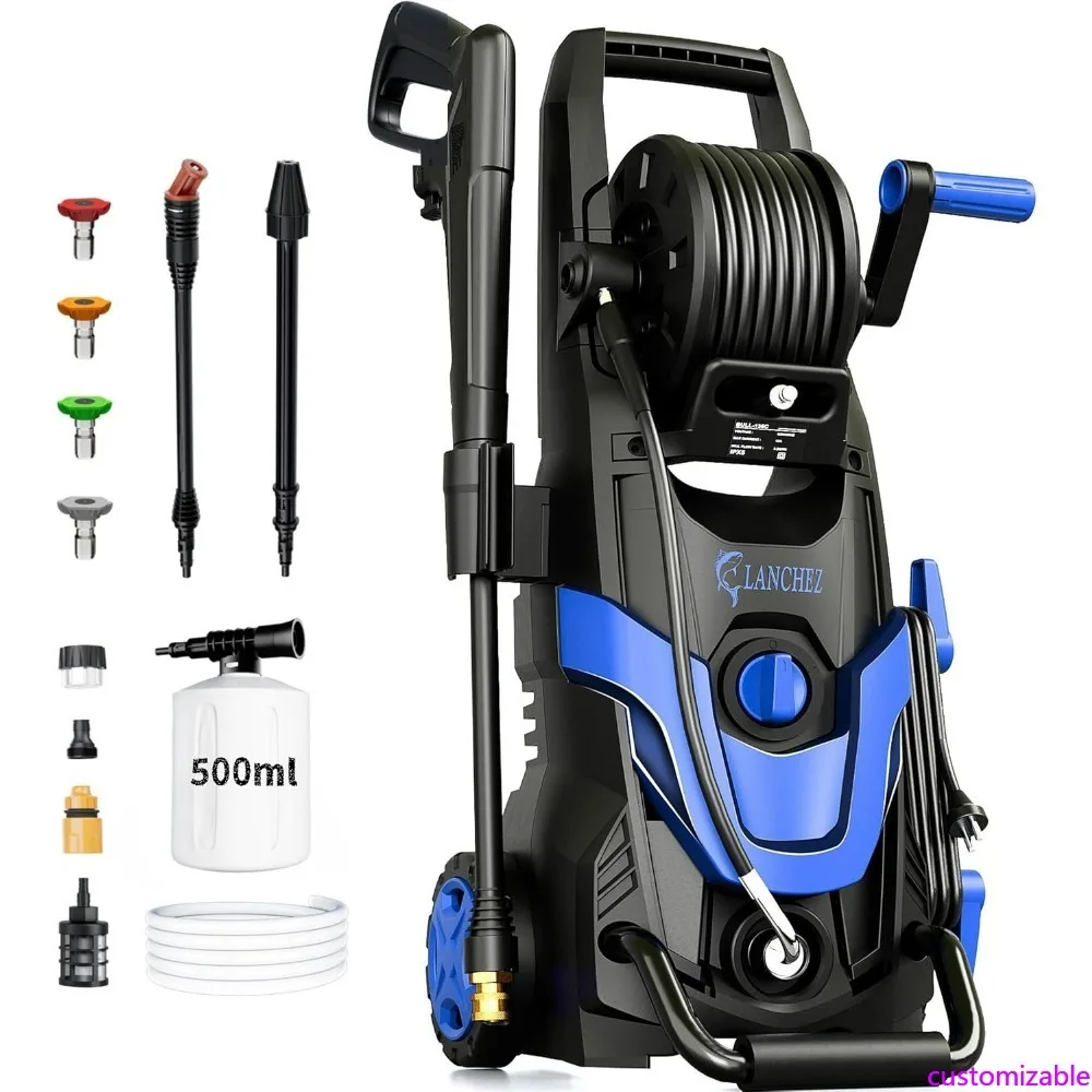 

High-Pressure Washer 4800PSI with 6 Nozzles, Inlet Hose, Filter, and 500ML Foam Cannon for Cleaning Cars, Fences, Driveways, Pat