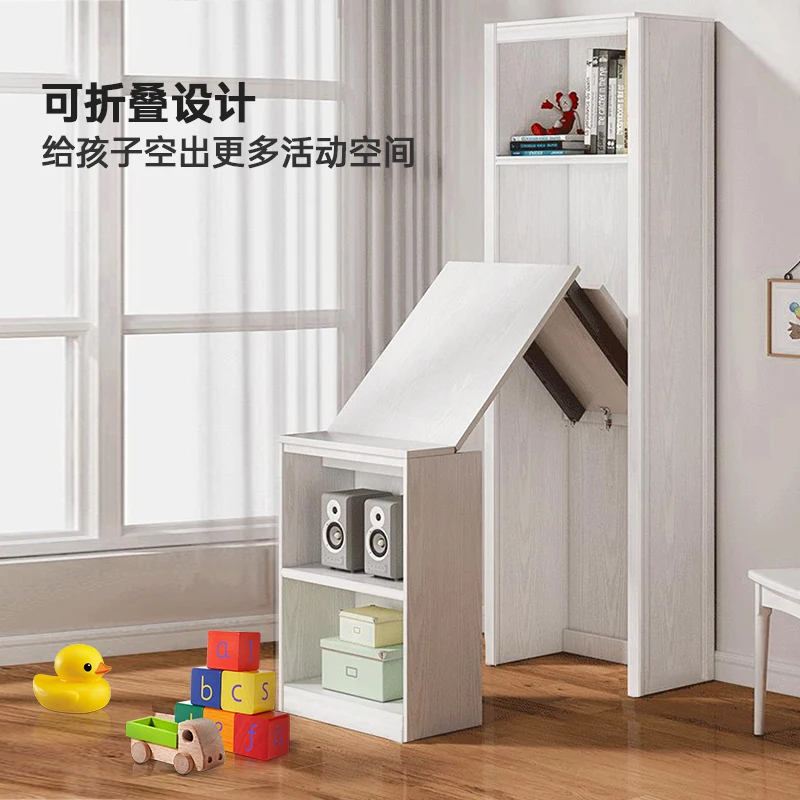 Folding Desk Bookcase Integrated Corner Bookshelf Combination Household Computer Table Solid Wood Small Apartment Study Table