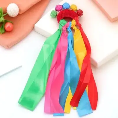 Rainbow Hand Kite Colorful Ribbon Streamer Elastic Wristband for Kids Birthday Party Sensory Dancing Teaching Performance Hand