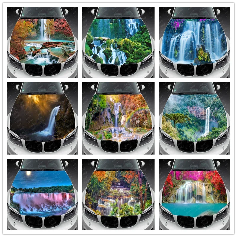 Earth -  Waterfall Beautiful Landscape Car Hood Vinyl Stickers Wrap Vinyl Film Engine Cover Decals Sticker Car Auto Accessories