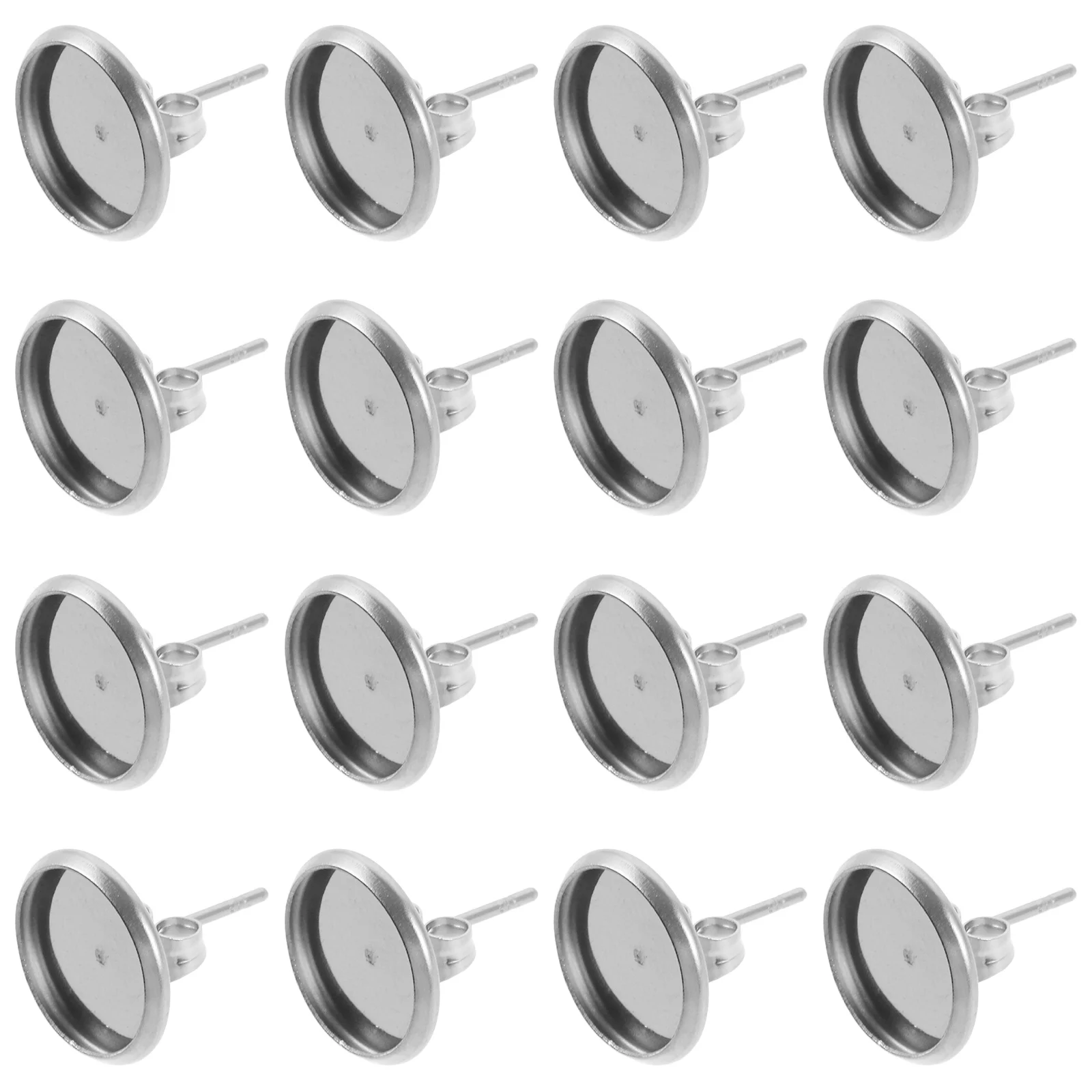20Pcs Metal Earring Blanks Tray Simple Elegant Design DIY Jewelry Making Base Blank Earring Posts Blank Bezel Tray
