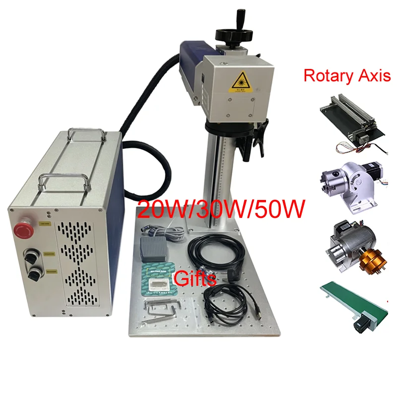 Raycus 30W 50W MAX Fiber Laser Marking Machine Metal Steel Gold Silver Engraving Cutting Optional 110 200 300mm Lens