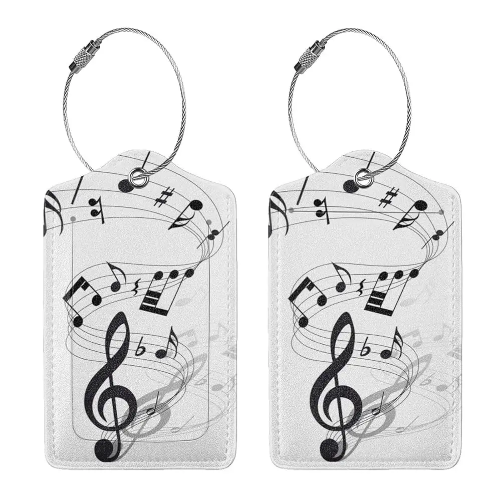 

Набор из 2 багажных бирок с музыкальными нотами для чемоданов, из искусственной кожи, с металлическим кольцом, для женщин