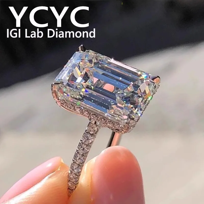 

3 Ct D VS1 Solid 14K White gold Lab growing dimaond ring IGI Emerald cut Wedding ring engagement ring party gift Factory Sell ﻿