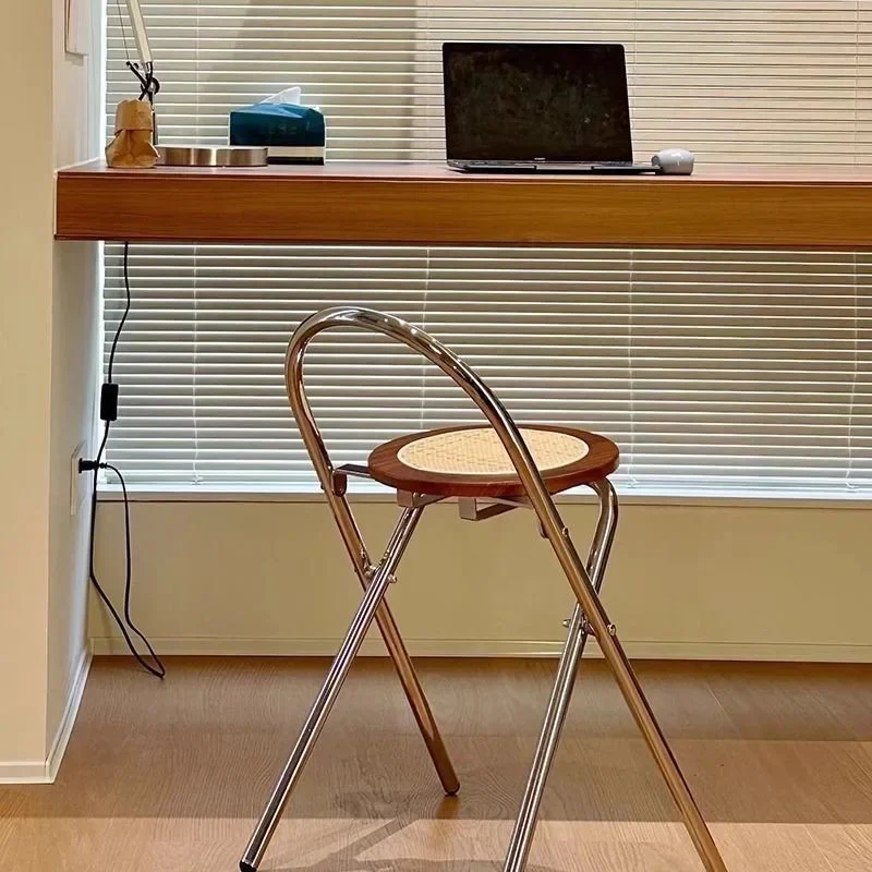 كرسي منسوج متين عتيق من الخشب الصلب كرسي الروطان مقهى مطعم كرسي قابل للطي شرفة كرسي الترفيه كرسي صغير الحجم #3