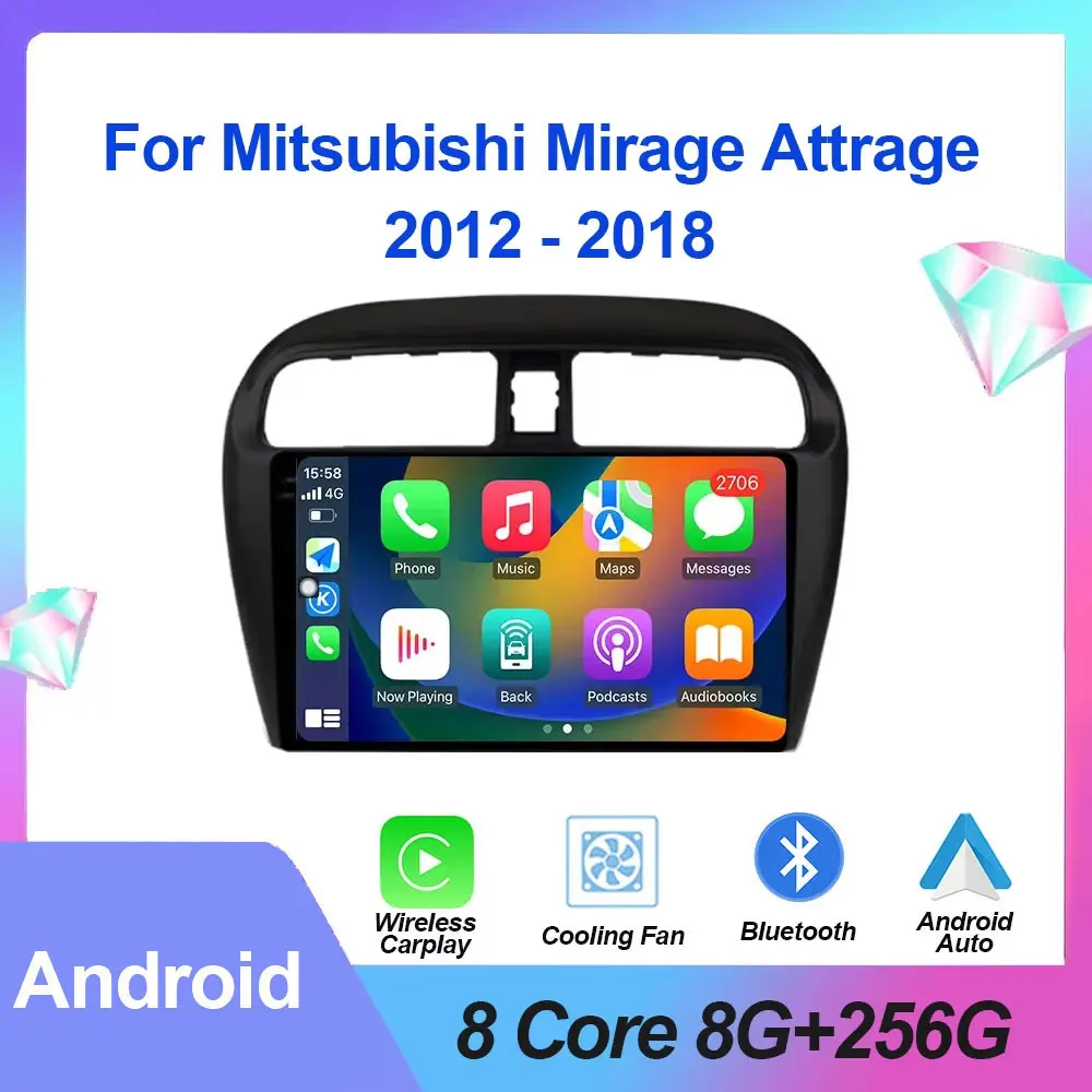 

Android Auto For Mitsubishi Mirage Attrage 2012 - 2018 Carplay Stereo Radio GPS Navigation Car radio Video Player Multimedia