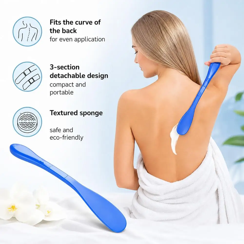 1Pc Foldable Back Lotion Applicator Long Handle Easy Reach Back Self Tanning Cream Applicator Sun Bathing Tools Accessory