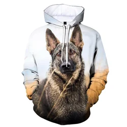 Cute 3D Printed German Shepherd Hoodie Men Fashion Casual Long Sleeves Dog Pattern Hoodies Pullover Street Kids Sweatshirts