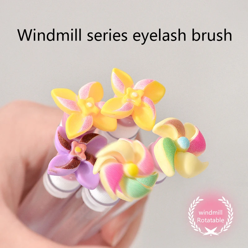 1Pcs Rotatable Windmill Reusable Eyelash Brush Tube Plastic Portable Mini Lash Comb Container Glitter Mascara Wand Makeup Tool