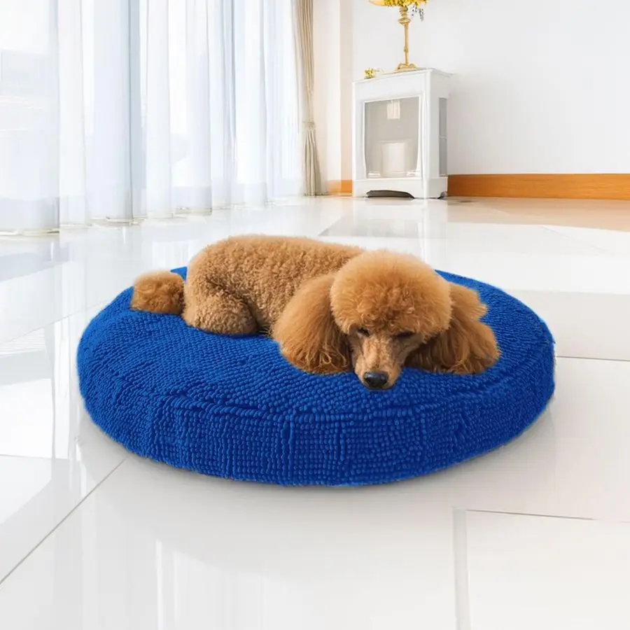

K9 Bed for Dogs amp Cats, Soft amp Relaxing Donut Dog Bed, Chenille Material, Removable Cover, Washable amp Dryer SafeNavy Blue