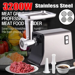 3200W Electric Meat Grinder Heavy Duty Commercial Kitchen Sausage Stuffer Maker Mincer Machine Food Processor