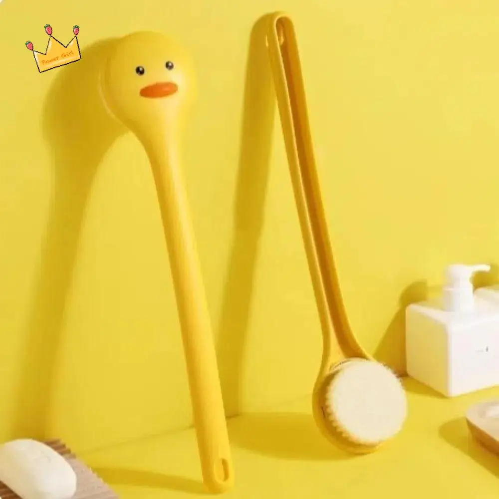 

Cute Duck Bathing Brush Soft Bristles Long Handle Shower Scrubber Skin Massager Hang Hole Boby Rubbing Tool Boys and Girls