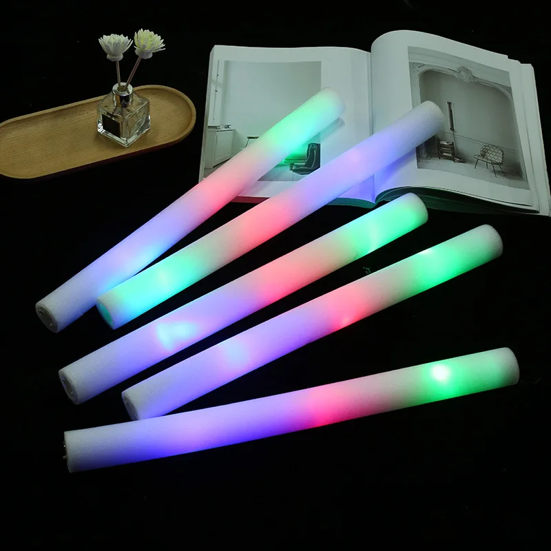 1/2/5Pcs Colorful LED Glow Sticks RGB LED Glow Foam Stick neon，Christmas, Birthday, Wedding, Party Supplies