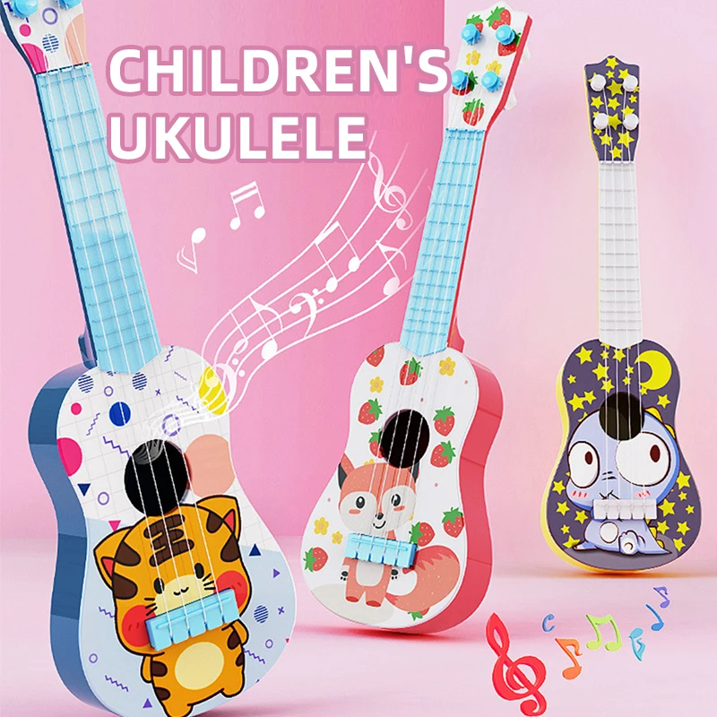 Kids Guitar Musical Instrument Mini Guitar Instrument Enlightenment Educational Music Toy Can Play Music Simulation Toy Ukulele