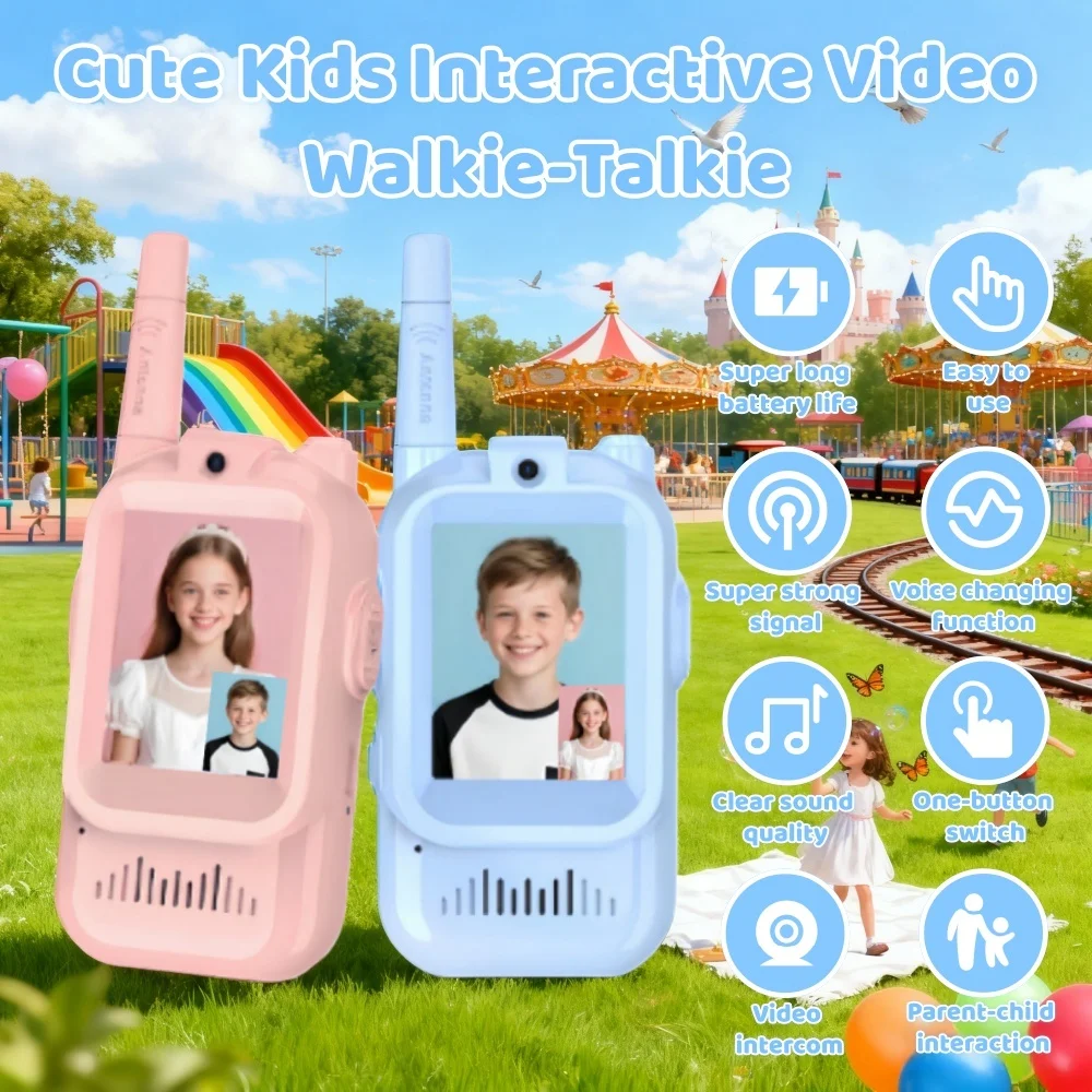 2 قطعة جهاز اتصال لاسلكي للأطفال طويل المدى لا توجد اتصال إنترنت مع كاميرا التخييم في الهواء الطلق هدايا عيد ميلاد للأطفال الذين تتراوح أعمارهم بين 3-12