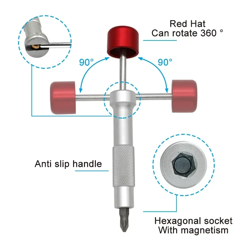 Aluminum Force Rod Red Hat Reinforced Screwdriver Bit For Turned Manual Drilling Car Bike Home Appliance Repair Tool