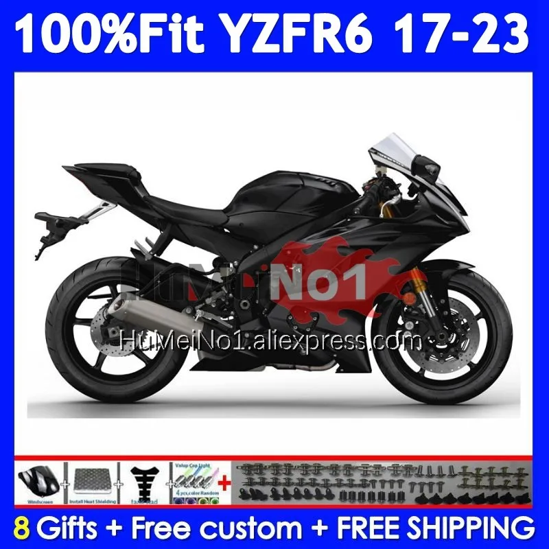 Body For YAMAHA YZF R6 YZF600 YZFR6 17 18 19 20 21 Glossy black 22 23 360No.1 YZF-R6 2017 2018 2019 2020 2021 2022 2023 Fairing