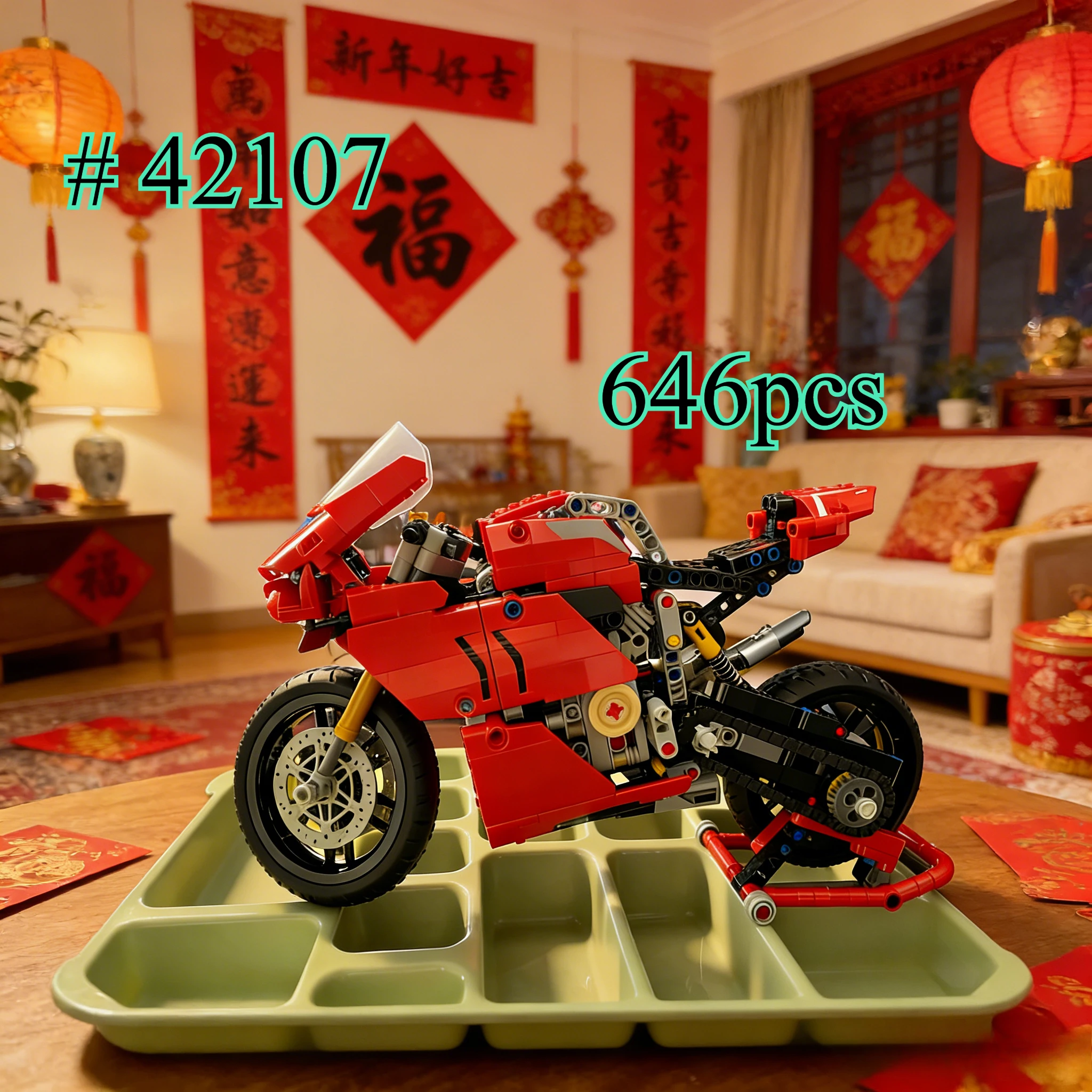 

Красивый красный локомотив 42107 Наборы строительных блоков, подходящие для рождественских подарков, совместимые с частицами Legoed, 646 шт.