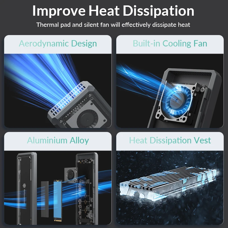 Imagem -03 - Yottamaster-gabinete Ssd Nvme Disco Rígido Externo tipo c Capa Compatível com Thunderbolt Suporte a Usb4 Uasp 8tb 40gbps