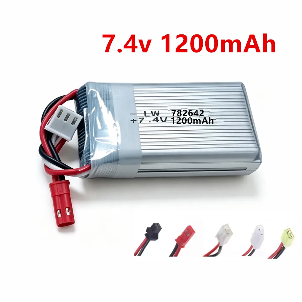 2S 7.4 v 1200 mah Lipo Battery 782642 For MJXRC X600 RC Drone 2S 1200mAh 25C Rechargeable battery With JST SM EL-2P PLUG