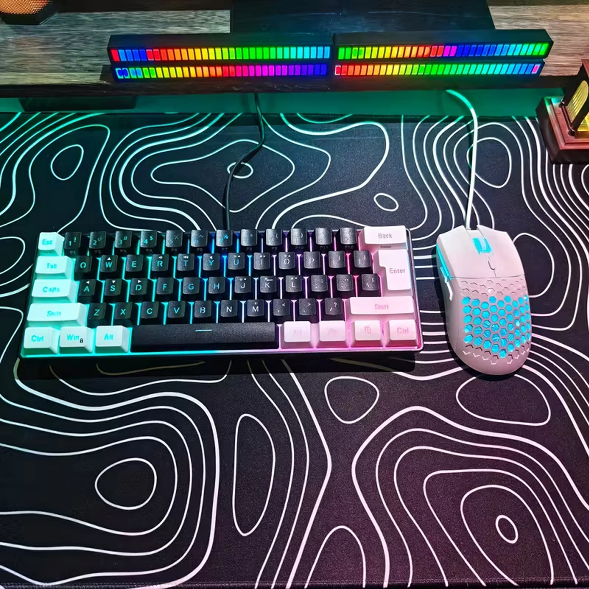 61-key Gaming Keyboard & Mouse Combo, 60% Wired RGB Membrane Keyboard, Optical Mouse, Compact Ergonomic, Sturdy High-Performance