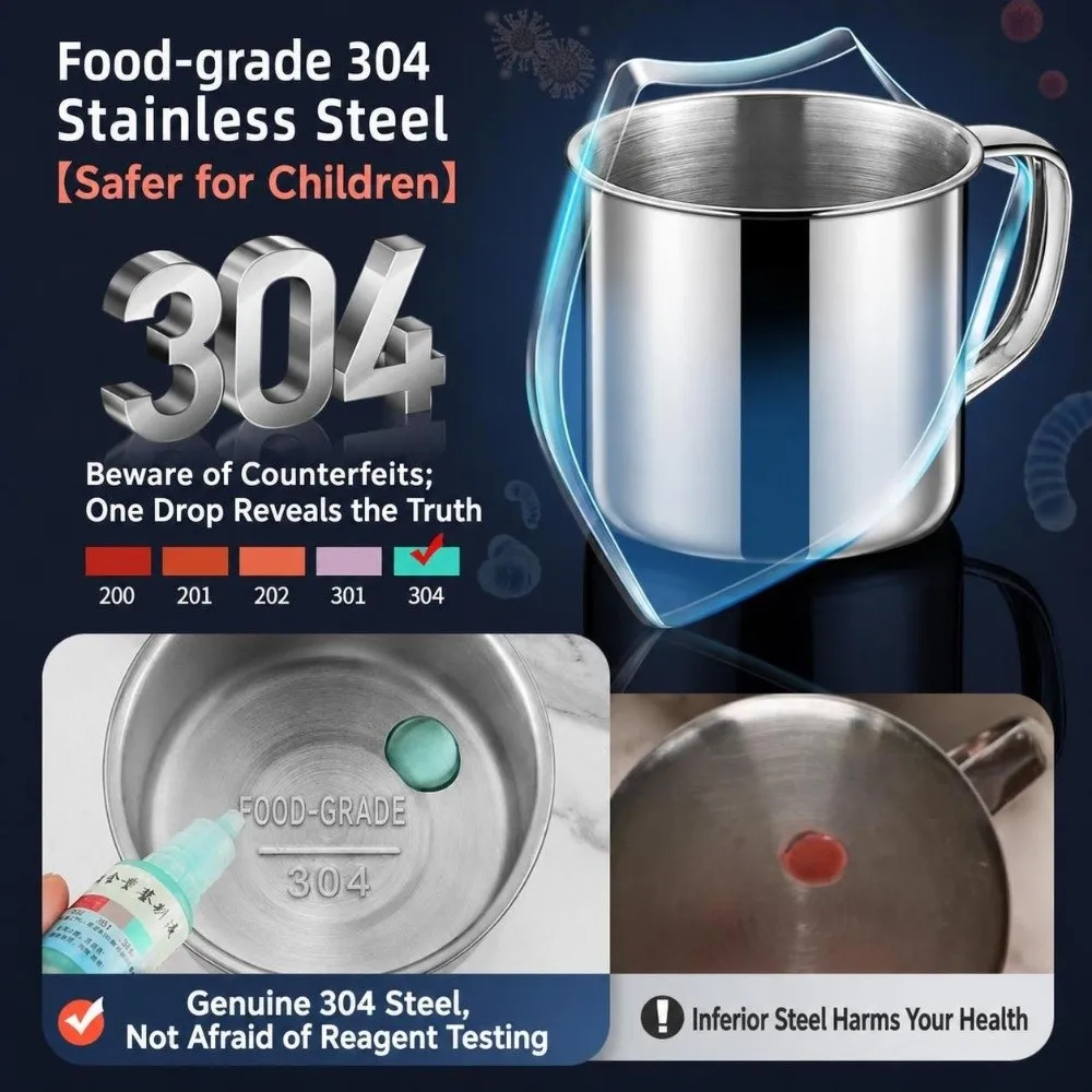 Durable 304 Stainless Steel Stainless Steel Cup With Handle 50-260ML Coffee Cup Unbreakable Water Mug