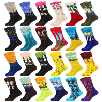 1 paire de chaussettes tendance européennes et américaines avec chaussettes personnalisées de la série de peinture à l'huile de mode de rue