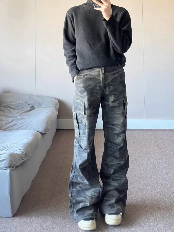 

Ретро-американские рабочие брюки в камуфляжном стиле, свободные, прямые, широкие, повседневные, в стиле десантных брюк (ex)