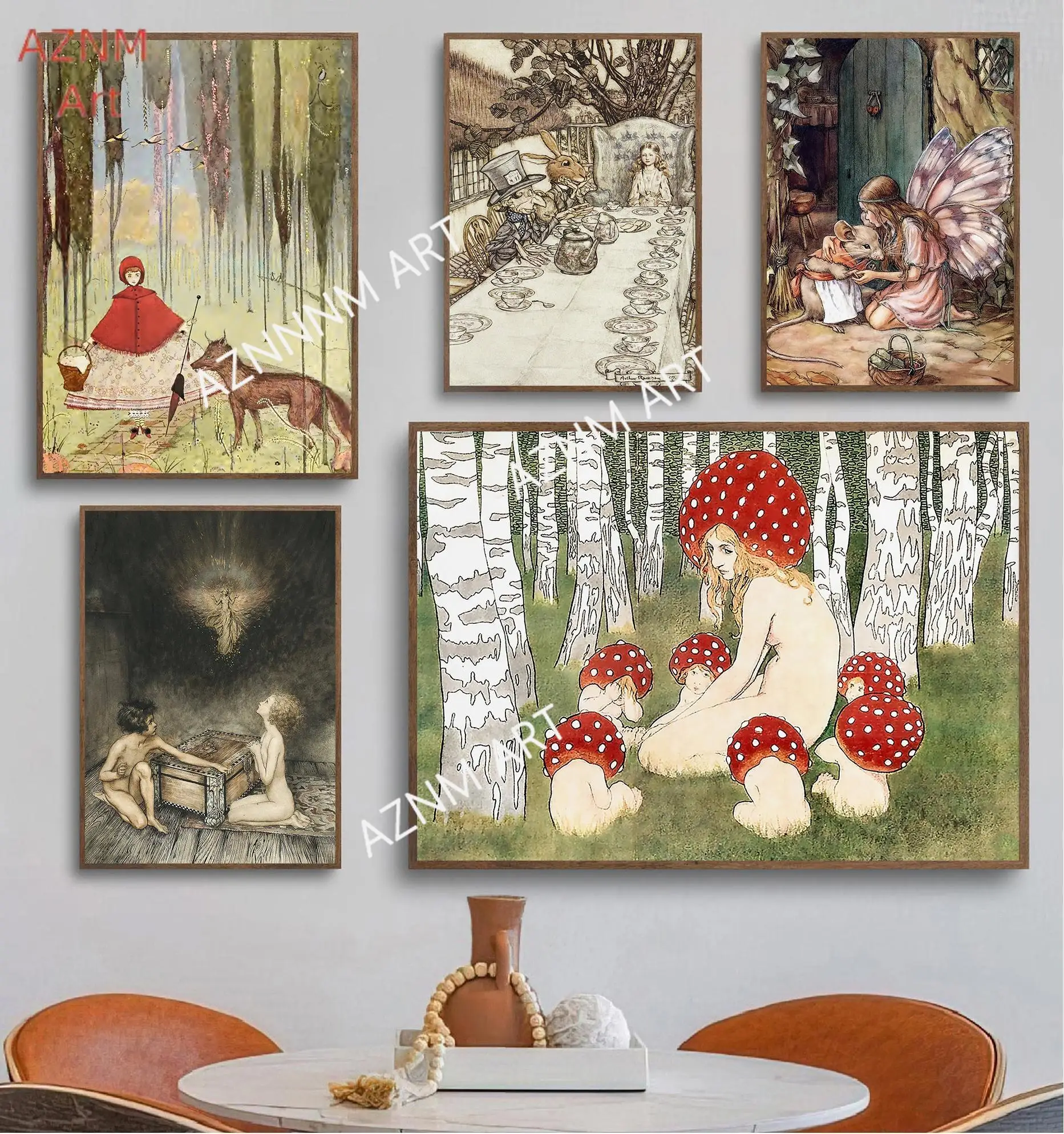 Vintage Gorgeous Fairy Illustration Canvas Posters Ida Rentoul Outhwaite Painting Art Prints Kids Room Wall Decorative Pictures