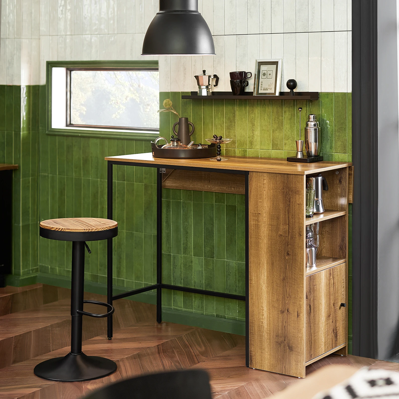 SoBuy FWT98-PF Bartisch Esstisch mit erweiterbarer Arbeitsfläche Hochtisch Bistrotisch Stehtisch Bartresen im Industrie-Desig – Detail 3