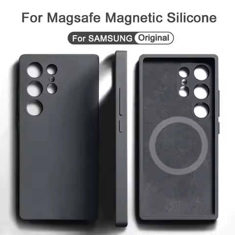 For Magsafe Liquid Silicone Magnetic Case For Samsung Galaxy S24 S22 S21 S23 S25 Ultra A15 A54 A35 A55 5G Wireless Charge Cover