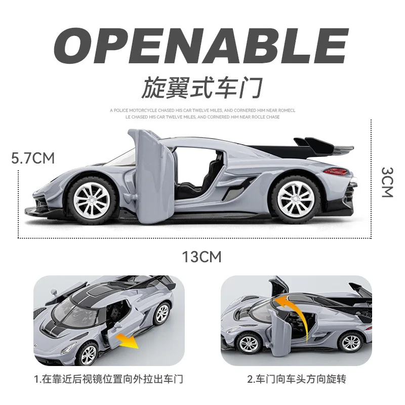 1:36 Jesko Super coche modelo juguetes Metal Diecast luz música tirar hacia atrás coches deportivos colección de modelos vehículo de carreras regalo niños
