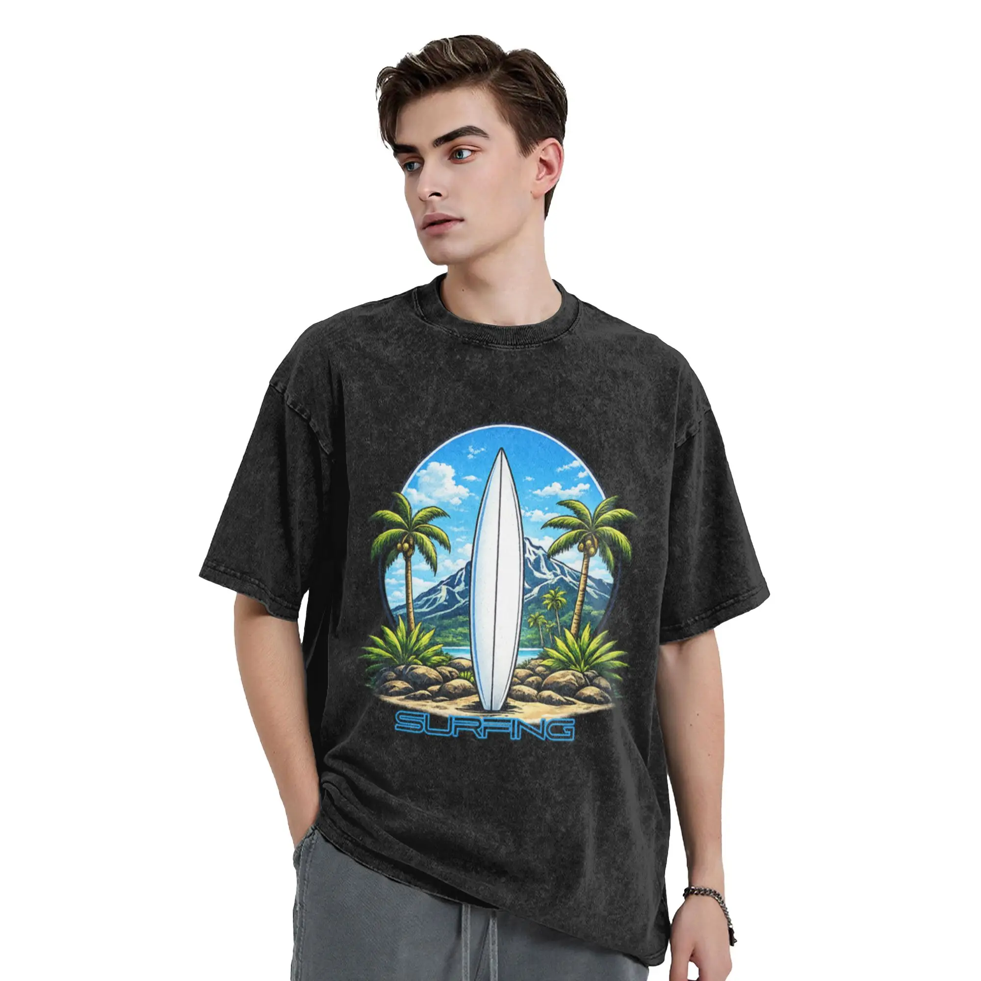 SURFING 09 Classic Stylish A T-Shirt Oversized Short Sleeve Men's Women's Cotton Tees Tops