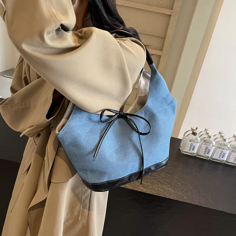 

1pcs Canvas Tote Bag Crossbody Shoulder Bag for Women Lightweight Spacious Commuter Handbag Underarm Purse Casual Accessory