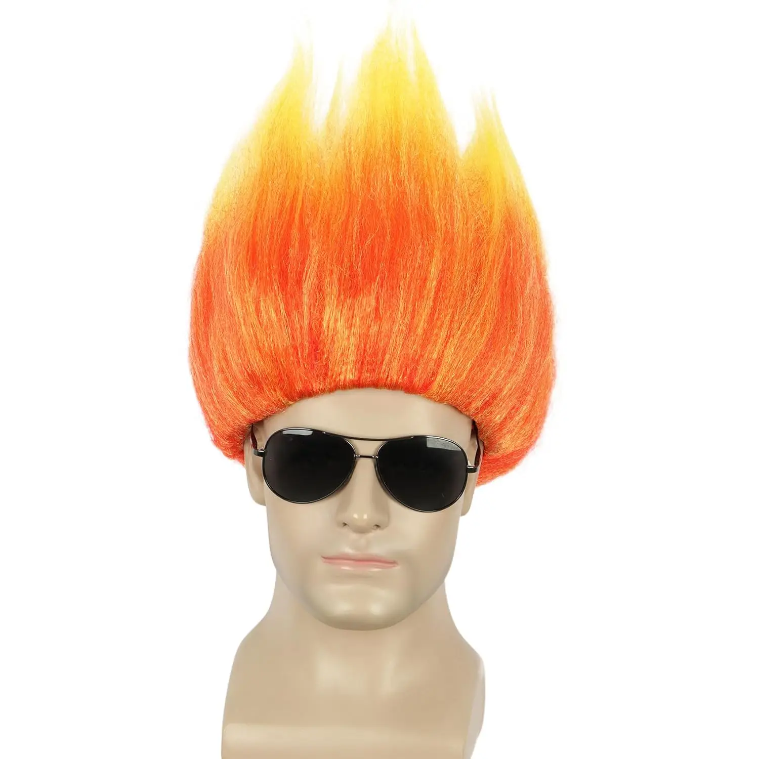 Parrucca corta arancione Parrucca anime appuntita Parrucca a forma di fiamma Halloween Cosplay Parrucche per costumi arrabbiati Uomo Donna