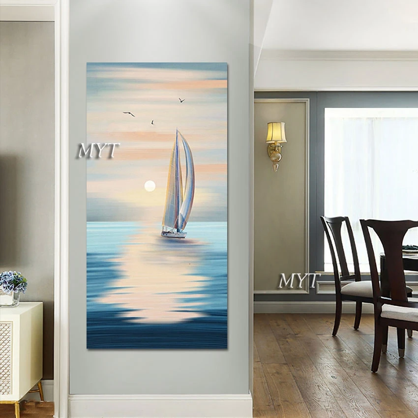 

Modern Abstract Picture Wall Art Beautiful Scenery Wall Painting 3d Seascapes With Boats Handmade Paintings Canvas Frameless