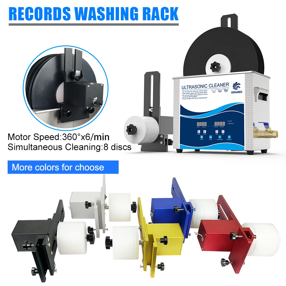 Digital Ultrasonic Vinyl Records Cleaning Machine Kit Granbo 6.5L Ultrasonic Cleaner with Electric Motor Bracket Easy Operation