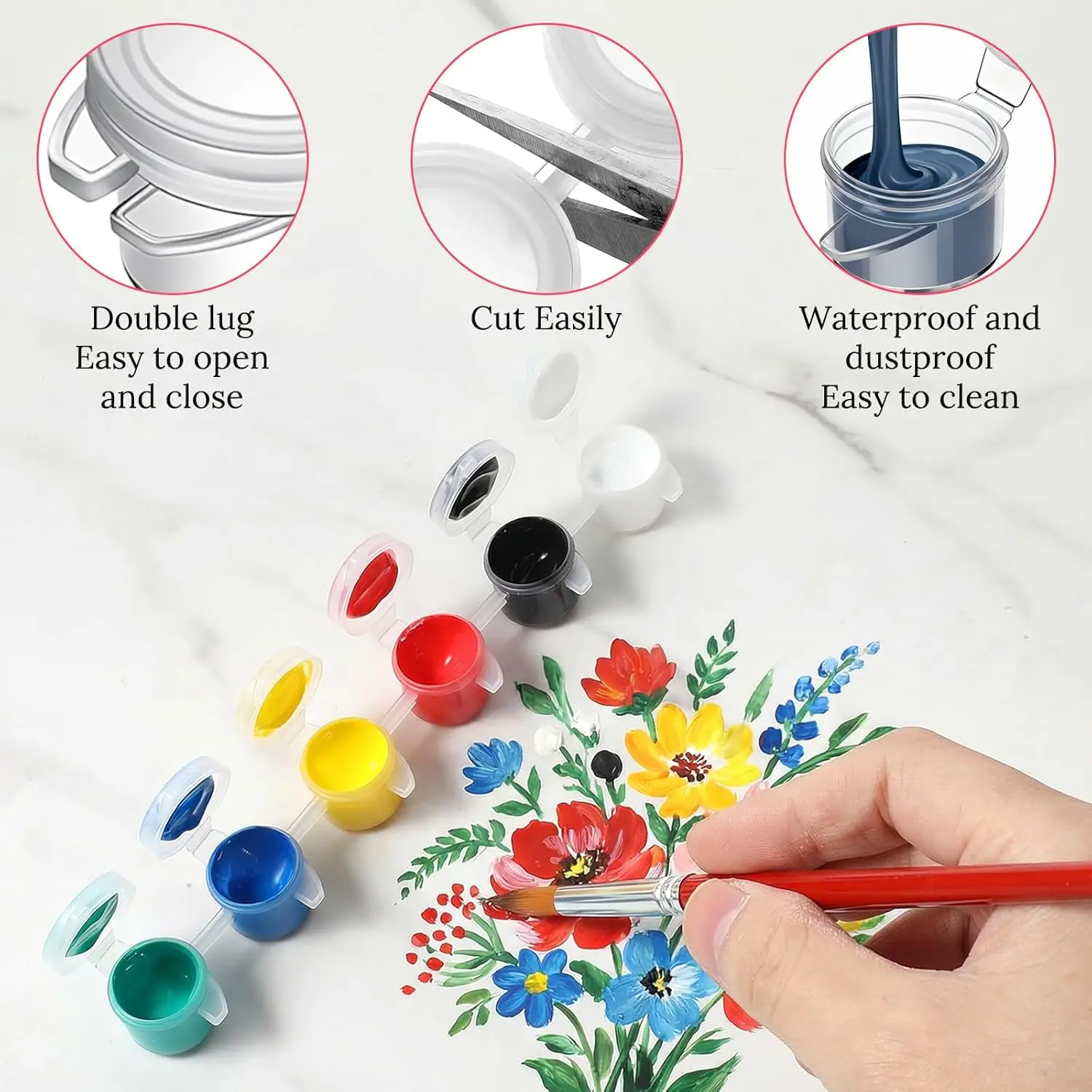 60/120Pots Empty Paint Pots with Lid 2/3/5ml Clear Storage Containers Mini Portable Sealing Paint Storage Cup for DIY Arts Craft