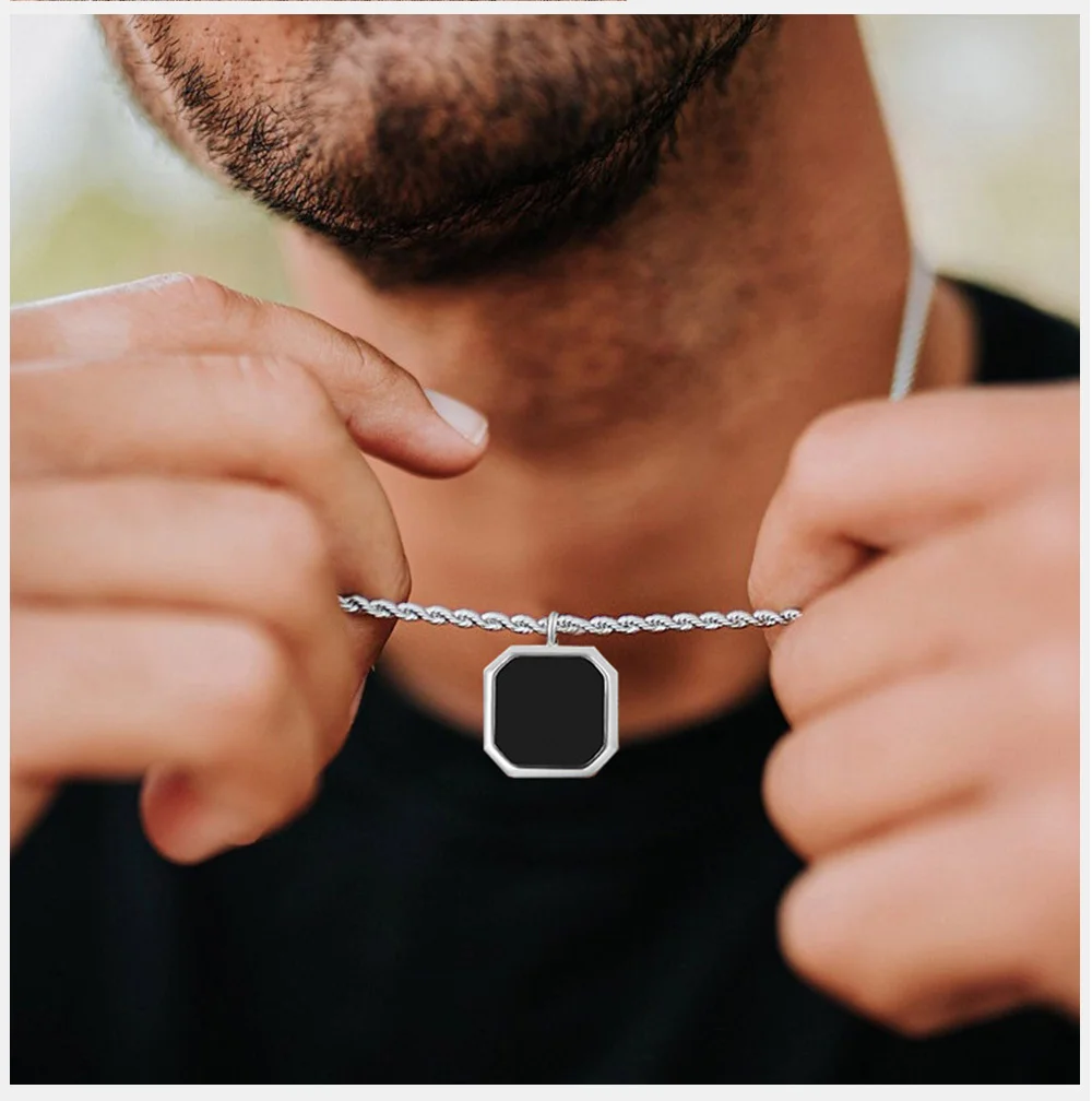 Männer Anhänger Halskette geometrisch, Tigerauge Stein Halskette Lapislazuli Stein Anhänger, Herren Halskette Royal Anhänger Herren Halskette – Detail 8