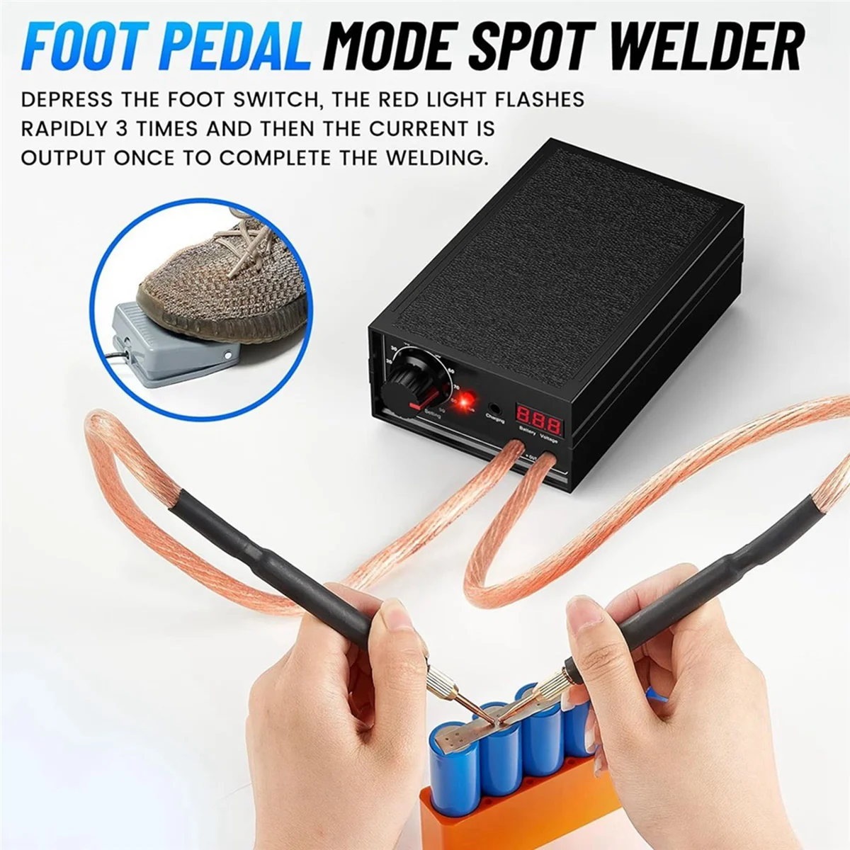 

B45C 8000W Spot Welding Machine,0.1-0.3 mm Battery Spot Welding Machine,10-90 Gears Adjustable Foot Operation,for DIY US Plug