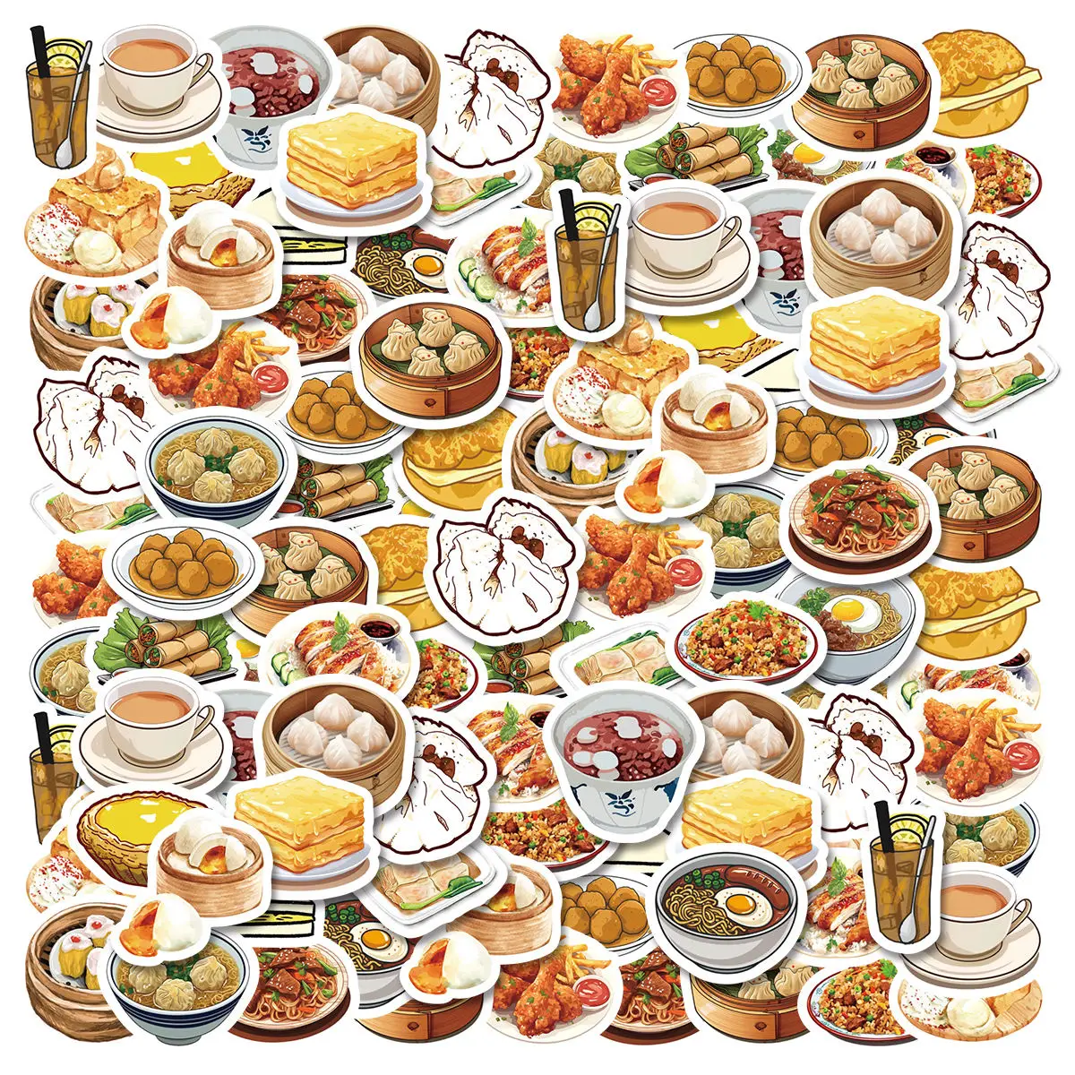 46pcs Rich and Creative Collage of Hong Kong Style Breakfast and Tea Snack Patterns  DIY Stationery,Gift,Decoration Stickers