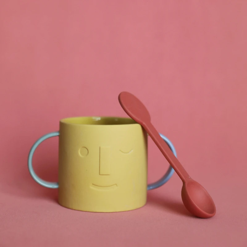 Nordic Ins style color-blocking ceramic mugs,interesting cups,creative milk juice coffee cups,perfect gifts for friends family