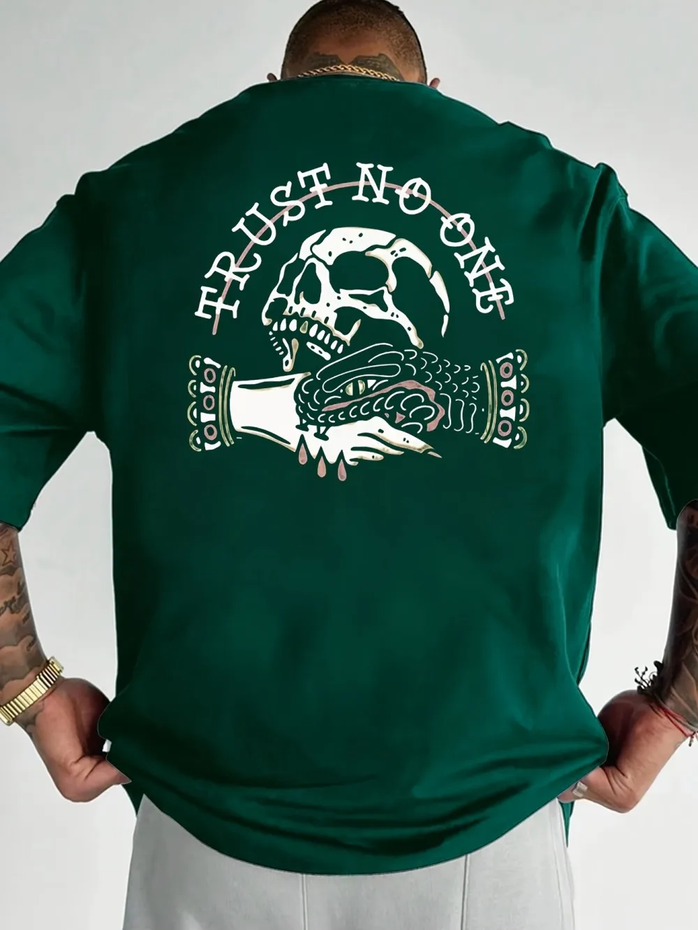 

Summer new hot selling men's fashion style breathable round neck T-shirt personalized skull print outdoor high street top