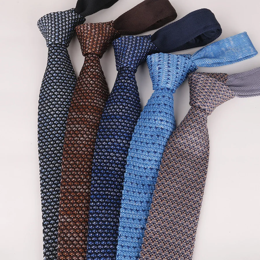 New Style Fashion Men\'s Solid Colourful Tie Knit Knitted Ties Necktie Normal Slim Classic Woven Cravate Narrow Vintage Neckties