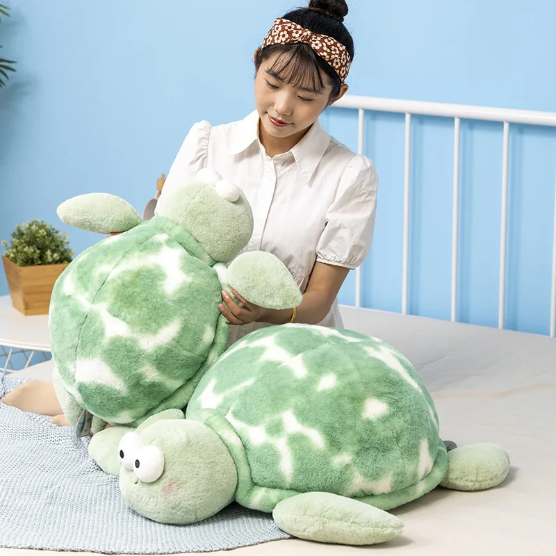 1pc 57/73cm Cute Green Spotted Turtle Plush Toy Throw Pillow Kawaii Room Decoration For Children's Birthday Gifts