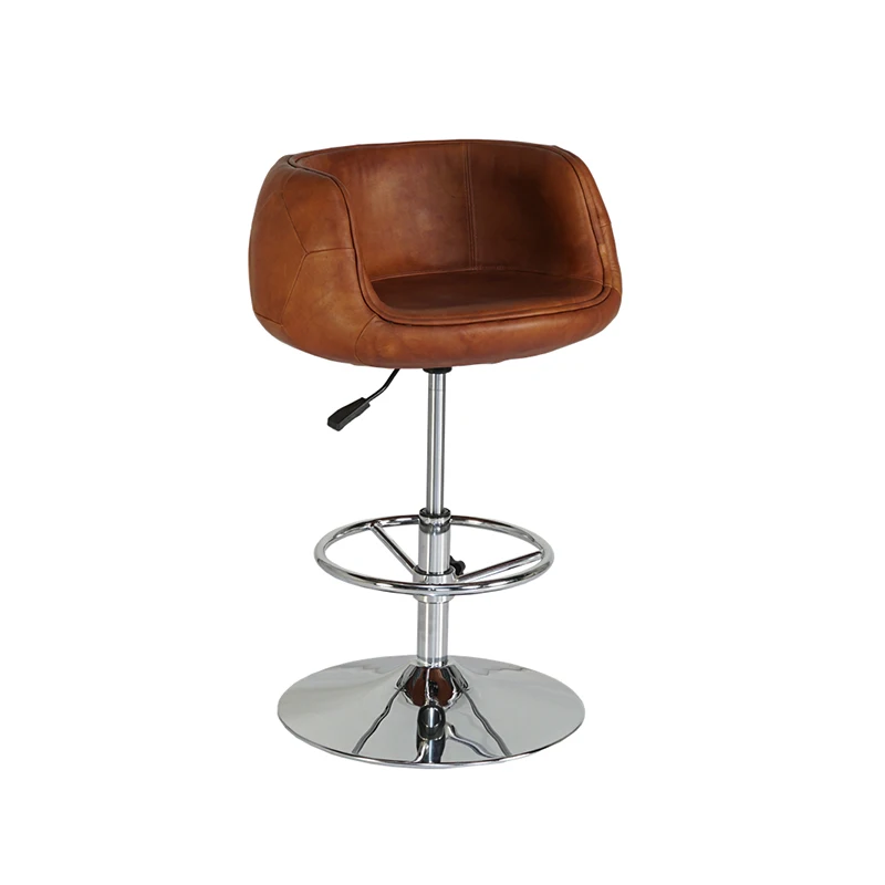 Bar chair high stool high front desk backrest home lifting retro leather art