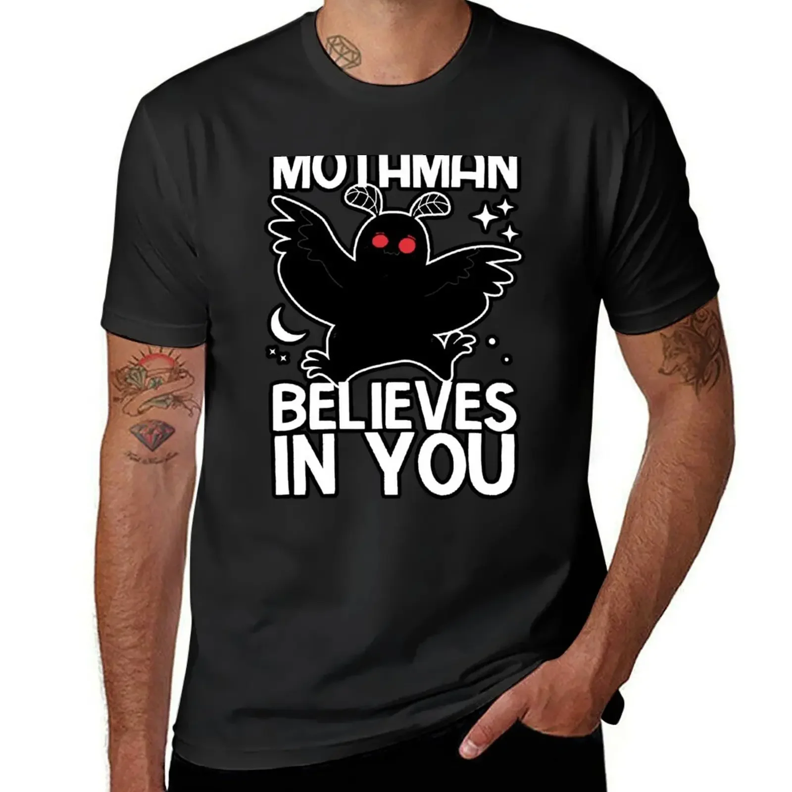 

MOTHMAN BELIEVES IN YOU T-Shirt clothes oversized affliction shirts oversized t shirt mens graphic t-shirts anime